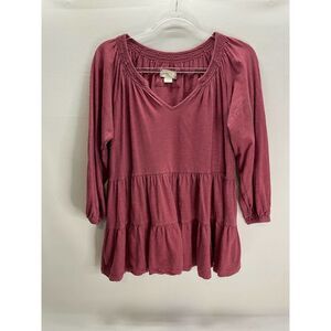 Maeve Anthropologie Women's Rose Isola Tiered Babydoll Top Size Small Women's